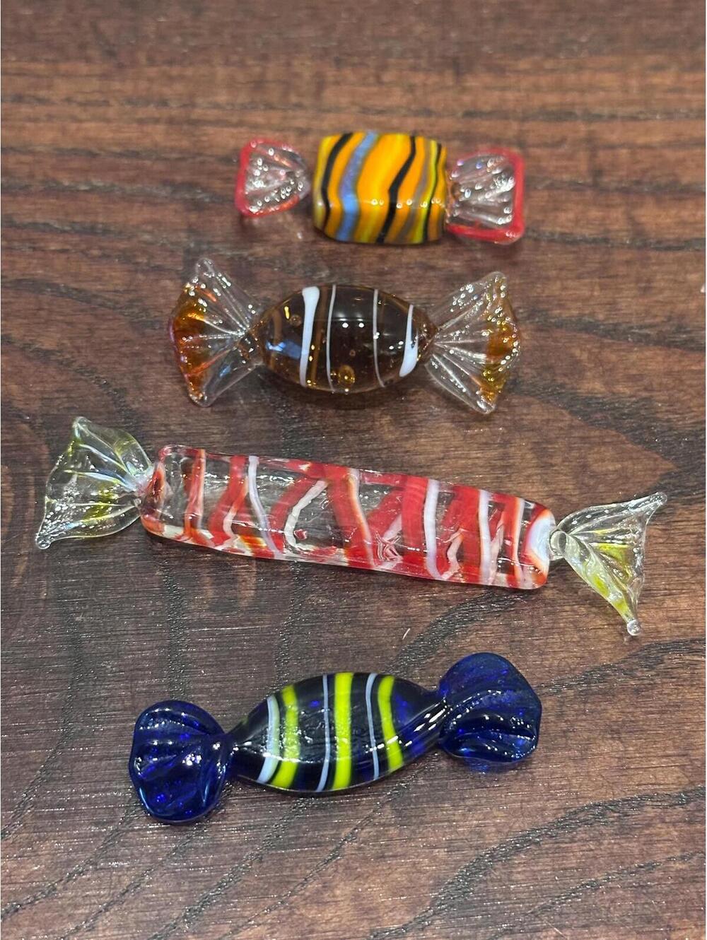 Murano Style Glass Art Candies Set of 4